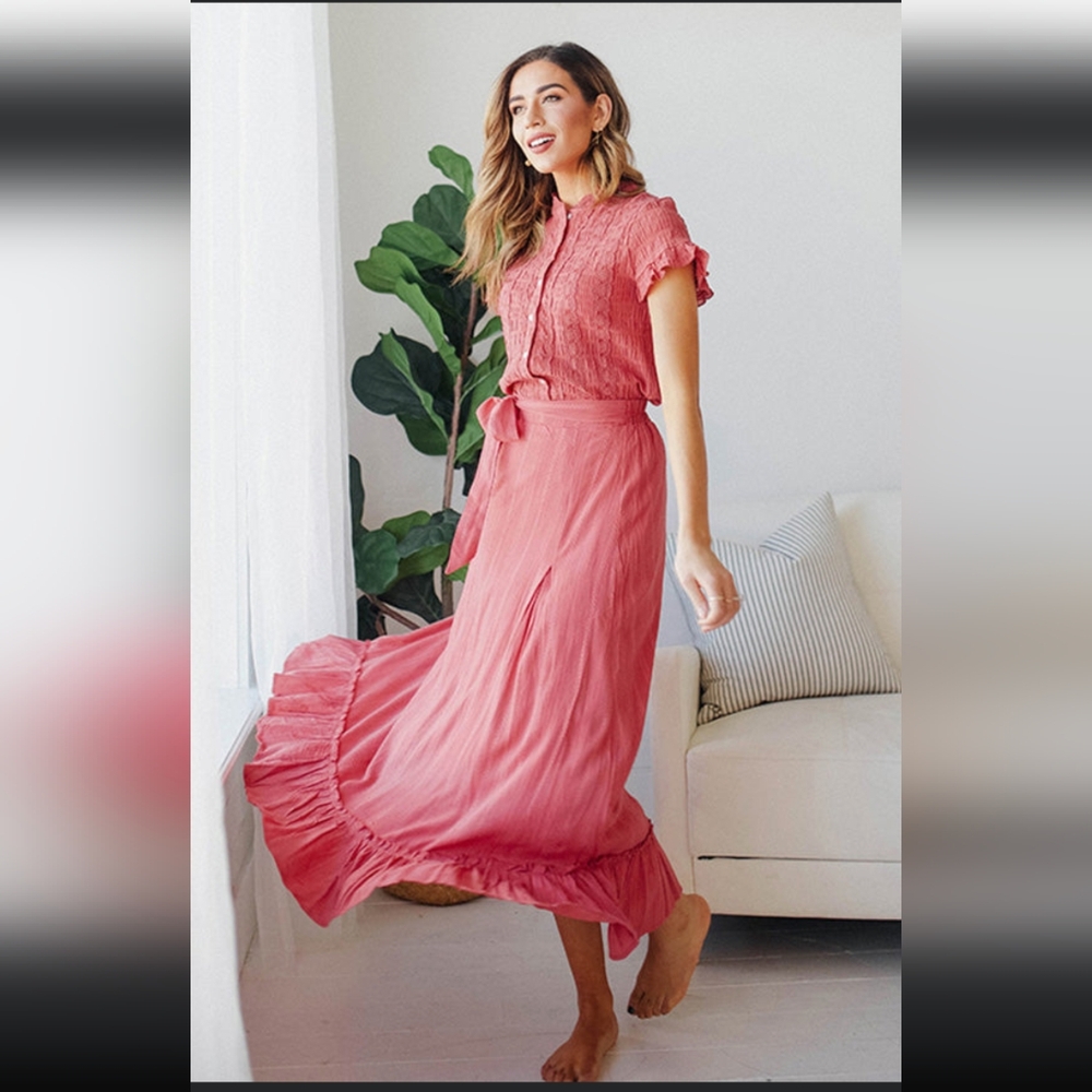 DMFashion Rose Pink Maxi skirt cotton M and XL - Picture 2 of 9